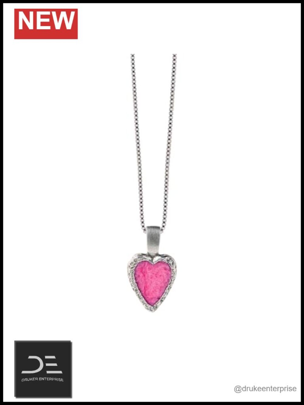 Pewter Heart Pendant Necklace 18 Inch Sterling Silver Box Chain Gift Box